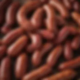 A vibrant display of various regional Chinese pork sausages showcasing their unique colors and textures.