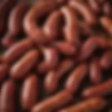 Regional Variations of Chinese Pork Sausage A vibrant display of various regional Chinese pork sausages showcasing their unique colors and textures.