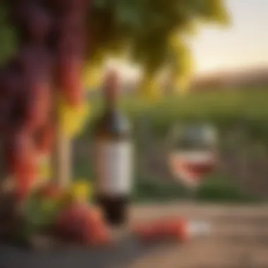 Vineyard Serenity at Sunset A serene vineyard during sunset highlighting rosé grape varieties