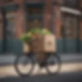 Delivery service with a bicycle in urban setting