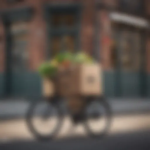 Delivery service with a bicycle in urban setting