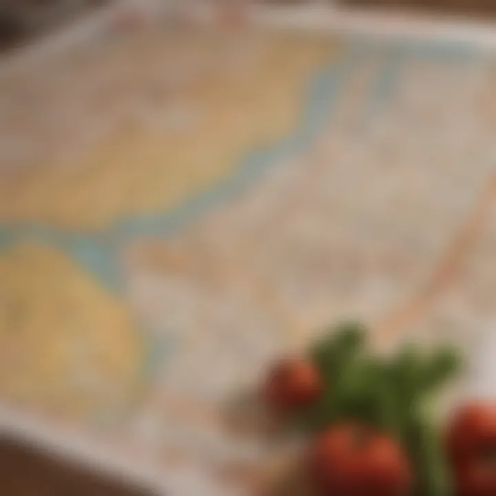 A map with marked delivery zones