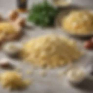 Ingredients for homemade fettuccine alfredo spread out on a countertop