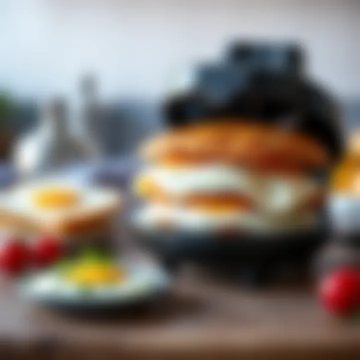 Perfect Egg Sandwich Creation A perfectly assembled egg sandwich made with the appliance