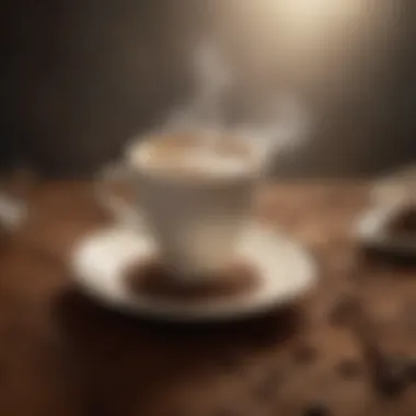 A steaming cup of freshly brewed ground coffee