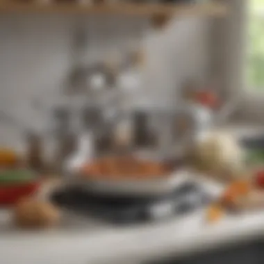 Culinary Innovation: Cuisinart Cookware and Utensils Cuisinart cookware set displayed with various kitchen utensils symbolizing culinary innovation