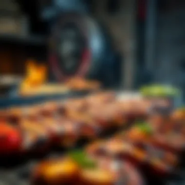 Savory Meats Grilled to Perfection on the Parrilla An array of meats being grilled, highlighting the variety typical in Argentine cuisine