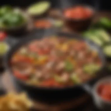 Sizzling Traditional Mexican Fajitas Traditional Mexican fajitas sizzled on a skillet
