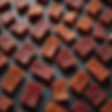 An Array of Flavorful Baa Baa Jerky Bites Close-up of diverse flavors of Baa Baa Jerky Bites