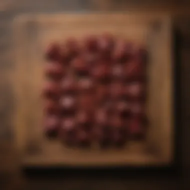 Artisan Baa Baa Jerky Bites Presentation Baa Baa Jerky Bites on a rustic wooden table