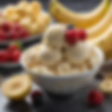 Healthy Ingredients for Frozen Desserts Variety of fruits and ingredients for a healthy frozen dessert