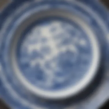 Intricate Patterns of Blue Willow Close-up of intricate patterns on Blue Willow china