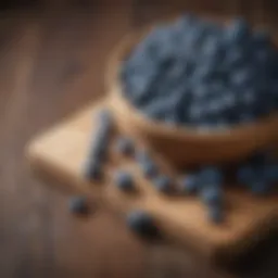 Vibrant blueberries on a rustic wooden table