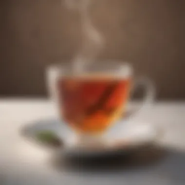 An elegant teacup filled with steaming tea, highlighting the rich color of the brew