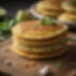 Close-up of freshly made cauliflower tortilla shells, showcasing their texture and color.