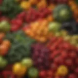 A variety of fresh produce displayed at a local market