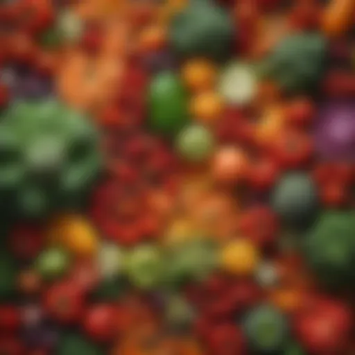 Colorful assortment of fresh vegetables and fruits