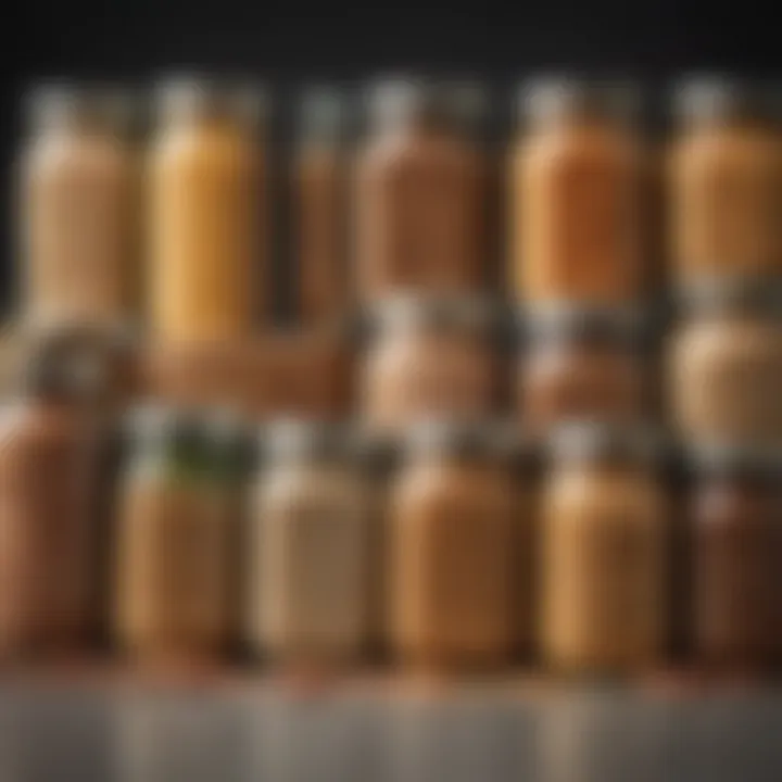 An array of whole grains and legumes in glass jars