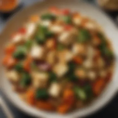 Seasonal Vegetable and Tofu Stir-Fry A vibrant stir-fry featuring a mix of seasonal vegetables and tofu in a tantalizing sauce.