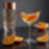 Elegant cocktail garnished with orange peel and served in a crystal glass
