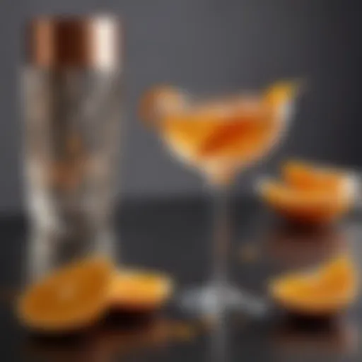 Elegant cocktail garnished with orange peel and served in a crystal glass
