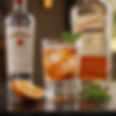 Refreshing Flavor Fusion A close-up of a refreshing cocktail with Cointreau and vodka garnished with herbs