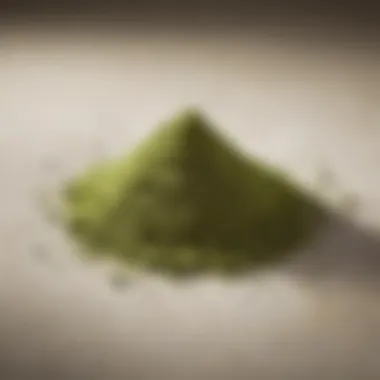 A close-up of matcha powder and aprika spice