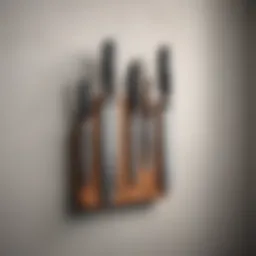 Elegant wall-mounted knife holder showcasing Cutco knives