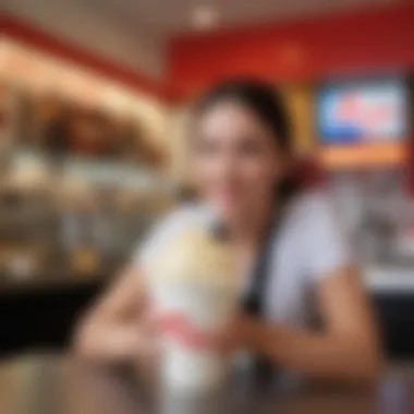 A customer enjoying their treat at a Dairy Queen establishment