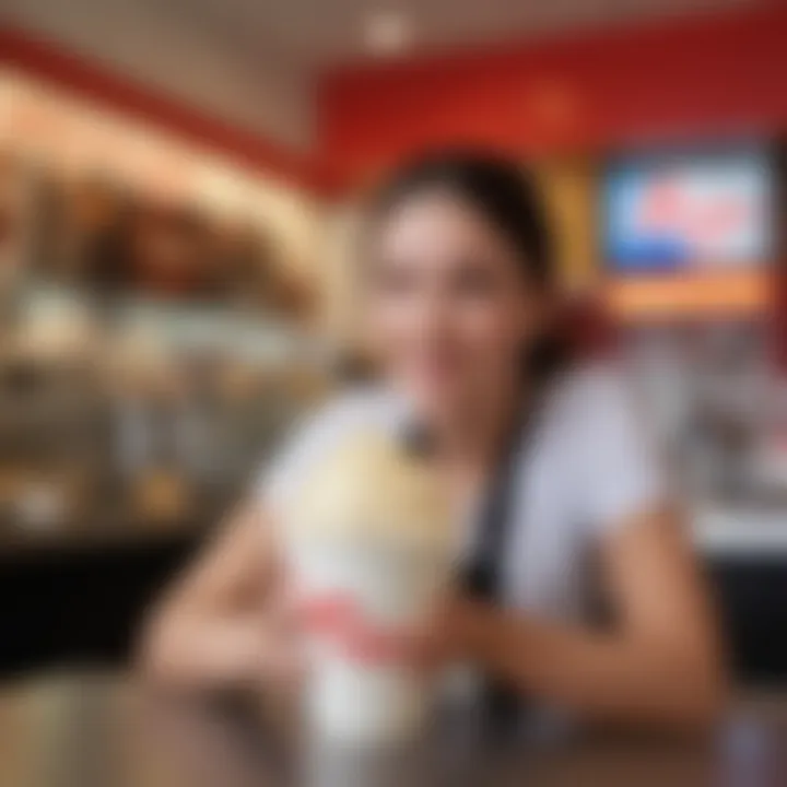 A customer enjoying their treat at a Dairy Queen establishment