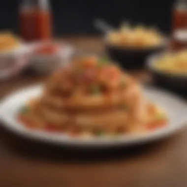 An elegant plating of Applebee's dishes enhanced with signature sauces.