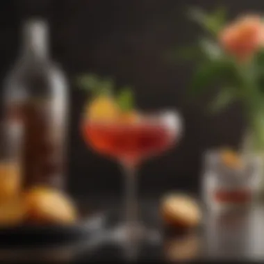 A Sophisticated Presentation of Cocktails A sophisticated cocktail with intricate garnishes and presentation