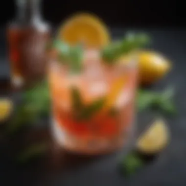 A Stunning Herb-Infused Cocktail A vibrant cocktail garnished with fresh herbs and citrus
