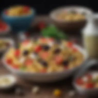 Mediterranean Delight: A Colorful Pasta Salad A vibrant Mediterranean pasta salad featuring olives, cherry tomatoes, and feta