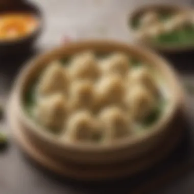 A beautifully plated dish featuring dumplings