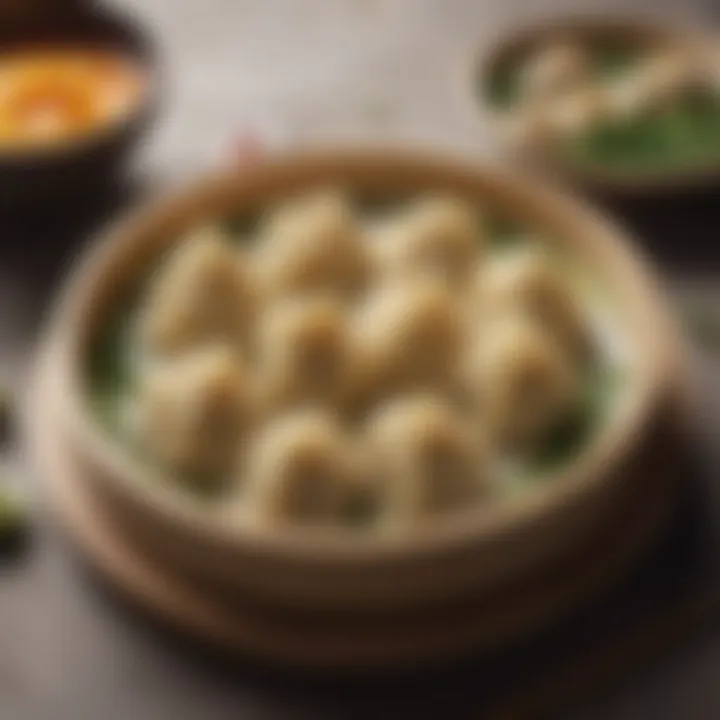 A beautifully plated dish featuring dumplings