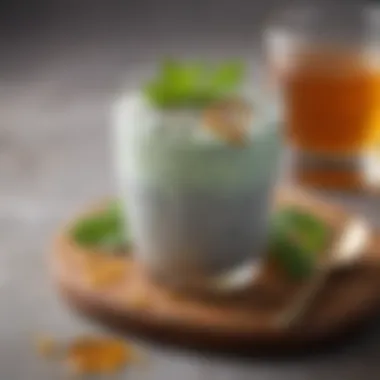 Chia Pudding with Honey and Mint Chia pudding served with a drizzle of honey and sprigs of mint