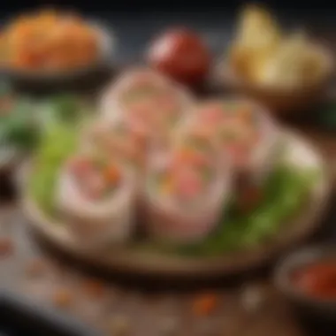 Vibrant Tuna Wraps with Vegetables Tuna wraps with vibrant vegetables and sauces