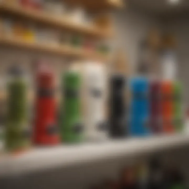 Variety of electric pepper grinders on store shelf