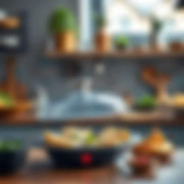 Dynamic Kitchen Scene Featuring Electric Tortilla Steamer Electric tortilla steamer in use in a vibrant kitchen