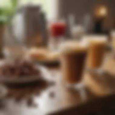 An aesthetically pleasing arrangement of caffeinated beverages on a table