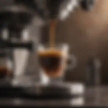 Espresso shot extraction showcasing rich crema