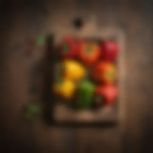 Colorful array of fresh peppers on a rustic wooden table