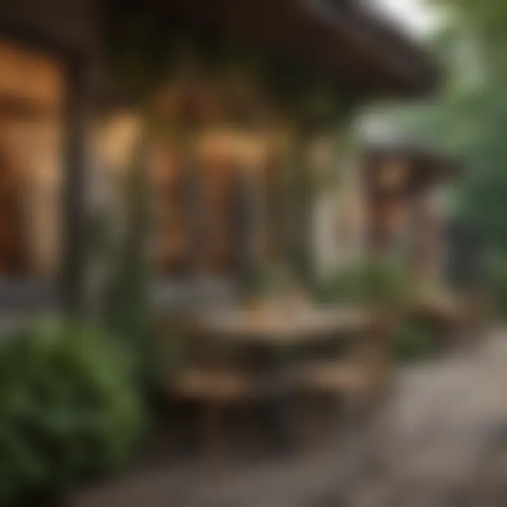 Charming outdoor dining area filled with greenery and decor