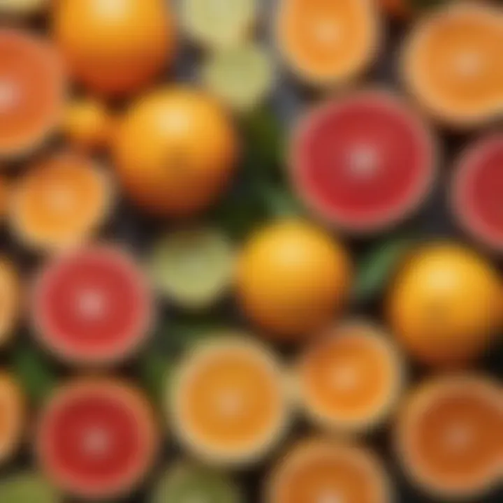 An assortment of citrus fruits showcasing their vibrant colors and textures