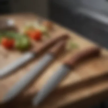 Artistic Arrangement of Foxel Knives Foxel knives arranged artistically on a kitchen countertop