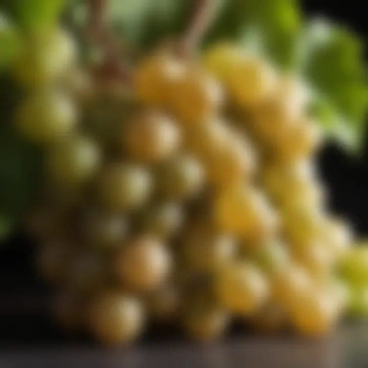 Close-up of Chardonnay grapes, the primary varietal in white Burgundy