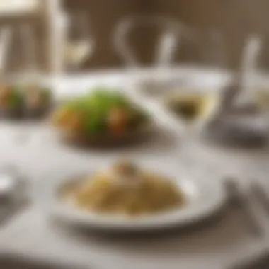 Dining with White Burgundy An elegant dining setting featuring dishes paired with white Burgundy