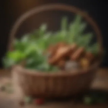Seasonal Herbs and Spices Arrangement A seasonal arrangement of herbs and spices in a decorative basket.
