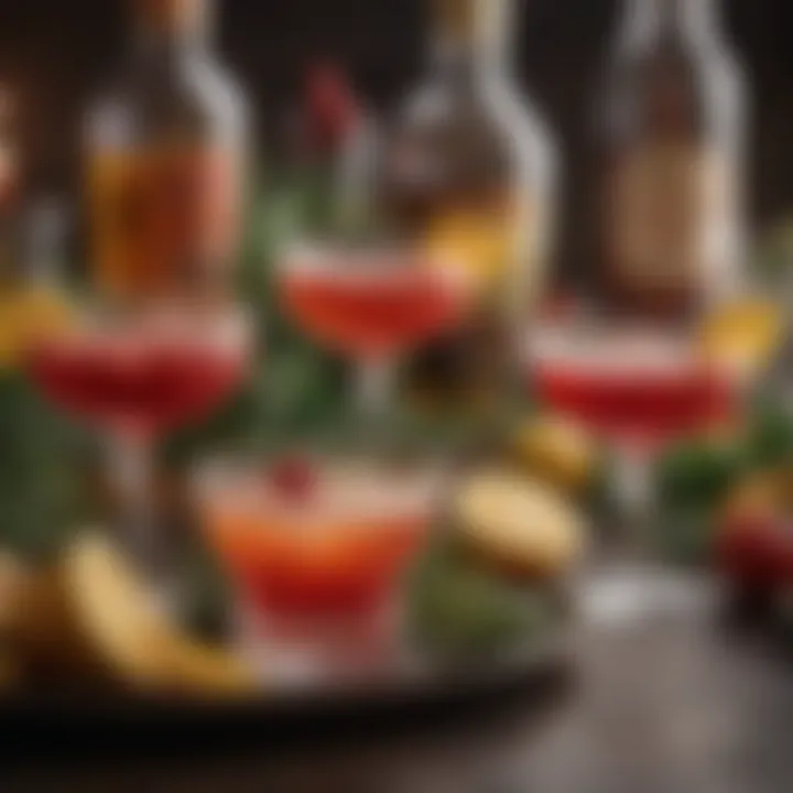 A festive gathering showcasing fruity rum cocktails in various styles